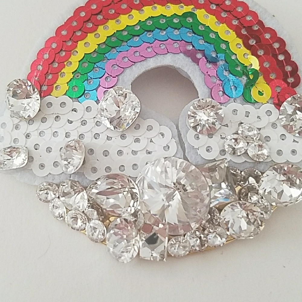 Sequin Rhinestone Rainbow Earrings - image 6